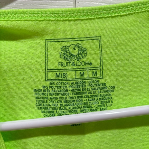 FRUIT OF THE LOOM Boy’s Neon Green Summer Tank Top Shirt - size M(8) - Picture 2 of 3